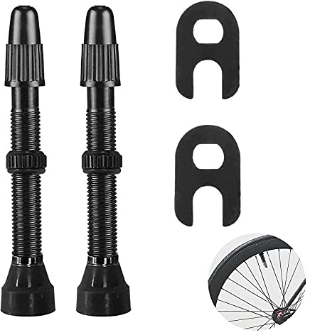 Exbrith 2 Pièces Aluminium avec Tubeless Noyau, Tige Tubeless Détachable de Valve, Vélo Route Vannes D'extension, pour Vélo, Accessoires pour Pneus Tubeless(60 mm)