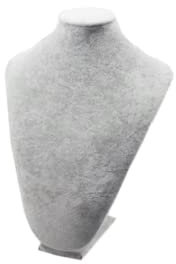 Espositore Collo Busto per collane Gioielli Bijoux manichino Verticale in Velluto Nero o Eco Pelle Bianco Porta collanine (Velluto Grigio)
