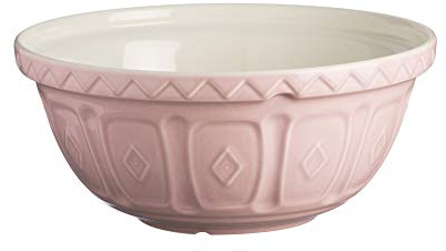 Mason Cash Colour Mix Powder Pink Mixing Bowl | 4 Litre Capacity | 29cm Earthenware Bowl with Classic Pattern Design |Dishwasher Safe | Ideal for Baking, Pastry, Dough, Cakes & Cookies