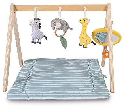 Red Kite Wooden Activity Arch & Play Mat - Soft Padded Play Mat with Wooden Play Arch & Luxurious Activity Toys, Grey, One Size