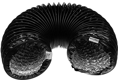 12.5 cm/125 mm, condotto d'aria flessibile, tubo di ventilazione HVAC a 4 strati, ideale per tende a serra, serre, registro di ventilazione della casa (1 m di lunghezza, nero)