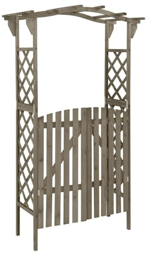 Keketa Pergola avec portail 116x40x204 cm gris sapin massif