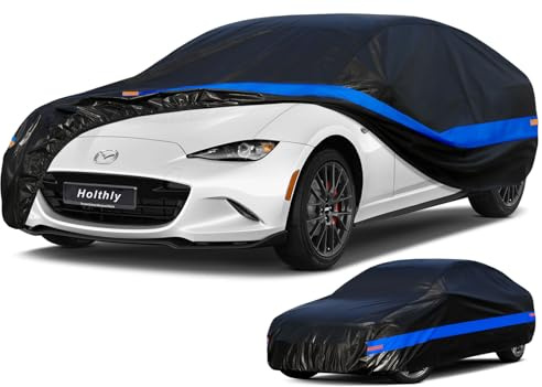 Holthly Bache Voiture Exterieur, Housse Protection Voiture 100% Etanche Anti UV Soleil Anti Rayure, Bâche pour Coupe Mazda MX5, Audi TT, Fiat 124 Spider, etc. 3S