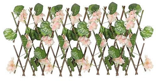 Amosfun Fence Decor Outdoor Lattice False Trellis Artificial Trellis Screening Garden Lattice Faux Wood Panels Wooden Plant Bracket