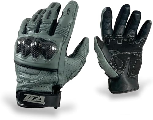 TLA NOX Guanti moto pelle, protezioni nocche, omologati CE, polsino corto, 2XS-5XL uomo, donna. Guanto da moto, scooter, touchscreen, estivi, traspiranti, alta protezione all'impatto (Grigio, 4XL)