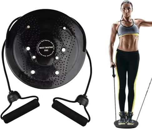 YUZHEDM Twist Waist Disc,Taillentwister mit Kordelzug Twist Waist Disc Balance Board mit Kordelzug Drehscheibe Wriggling Plate Fitnessgeräte Taille Drehscheibe Hüfttrainer Zuhause Schwarz