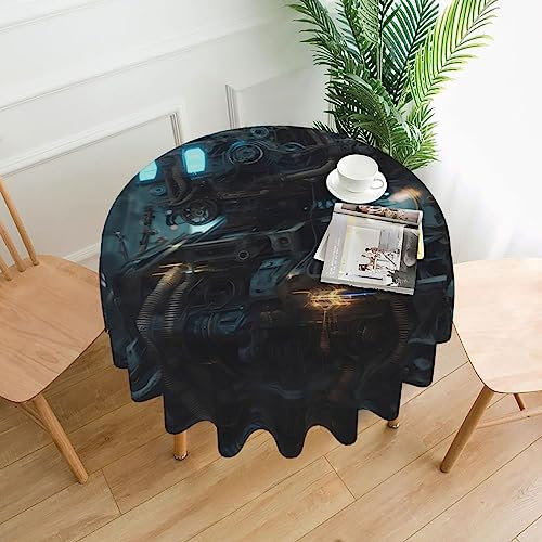 WZYWHJ Future Robot Printing Round Decorative Tablecloth 60 in can be Washed and reused for Round Table Dining Table Coffee Table
