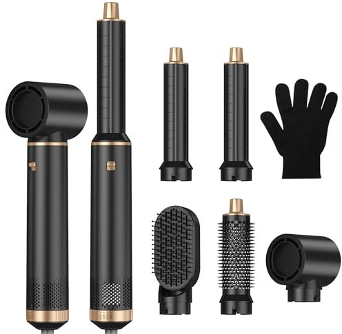 Thermobürste Hair Styler Set 5 In 1 Haarstyler Multistyler, Airstyler mit Rundbürstenföhn, Warmluftbürste, Haartrockner, Lockenstab, Glättbürste für Alle Haartypen, Trocknen, Glätten, Locken