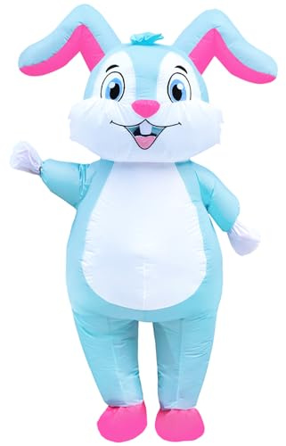 Arokibui Inflatable Easter Bunny Costume Blow up Rabbit Costume Rabbit Mascot Suit Unisex Full Body Bunny Suit