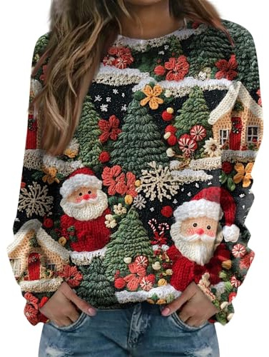 Pull Hiver Renne Tee Vêtements Rigolo Sweat Assorti Sweat Femme Noel Taille Ridicule Pulls Christmas Humour Sweater Cape Pilou Pilou Femme Assortie Sapin Blouse Pull M