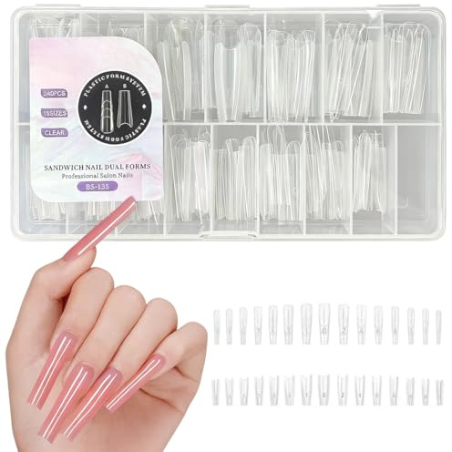 Forms à Ongles en Gel – 240 Pièces Translucides – Ongles Sandwich – Pour French Manucure et Nail Art – Débutants et Pros – Résistantes aux Fissures