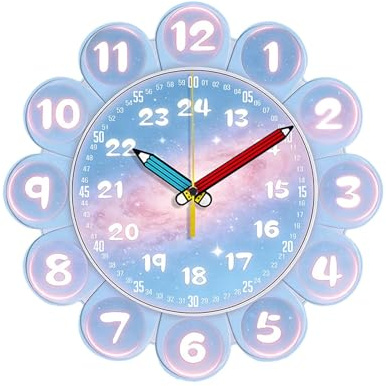 Sharplace Reloj de Aprendizaje para niños, analógico, para Aprender a Decir Hora, Reloj didáctico para el Aula y el Dormitorio, Soñador