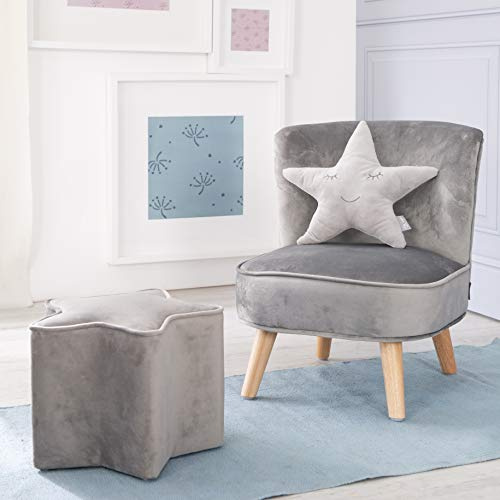 roba Kindersitzgarnitur „Lil Sofa” inkl. Kindersessel, Sternhocker, Sternenkissen in silbergrau