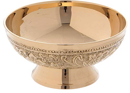 Holyart Ciotolina per incenso decoro Floreale 13 cm ottone dorato