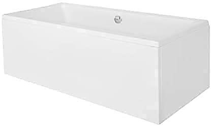 ECOLAM Baignoire rectangle acrylique blanc Quadro 190x90 cm, tablier acrylique, pieds, siphon, silicone, Raccord de drainage automatique Alcaplast