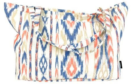 TRESMESTRES Grand Sac de Plage XXL Extra Large Famille - Style Méditerranéen, Poche Intérieure, 40L - Sac de Piscine Femme en Grand Format pour l'Été - Orange et Bleu, 65x40 cm