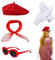 TSHAOUN 4TLG Rockabilly Accessoires 50er Jahre Damen Kleid Zubehör 1950s Kostüm Set, Rote Baskenmütze, Schal, Sonnenbrille, Handschuhe, 60er Jahre Kleidung für Motoparty Retro Teily Party