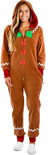 Alaurbeauty Disfraz de Navidad para adultos, traje de jengibre con mangas largas y capucha con cremallera para hombres y mujeres, ideal para fiestas, cosplay y juego de rol, marrón, S