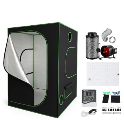 PACKSAUS® HYDRO 600D - Tienda de cultivo (100 x 100 x 200 cm, juego completo: kit de iluminación LED para invernadero)