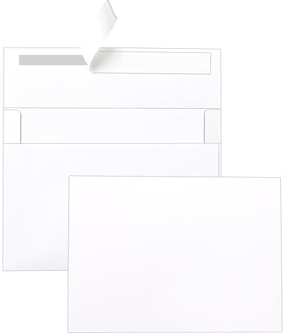 Silunkia White Blank Note Cards and Envelopes 5 x 7 Heavyweight Single Panel Cardstock and A7 Envelopes Printable Self Seal 20 Packs for Wedding Invitations, Birthday, Thank You Cards, Baby Shower