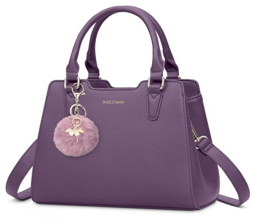 IGOLUMON Borsa Donna Borse in Pelle Borsa Mano Donna Grande Lavoro Tote Bag Università Tracolla Borsetta Tracolla Media Borsette a Spalla Firmate in Saldo Viola