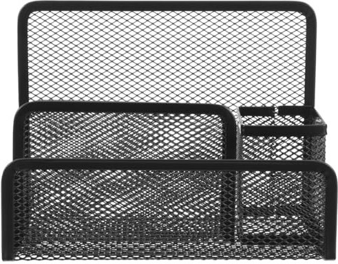 DIYEAH Metal File Rack & Desk Organiser | Black Mesh Letter Holder | 17.5x13x8.4cm Wire Desktop File Organiser for Office & Home Document Storage