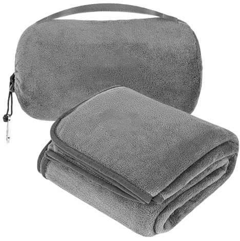 Reisedecke Kissen 2 In 1, Reisedecke Und Kissen In Einem, Reisekissen Flugzeug, Reisedecke Für Männer & Frauen Weiches Flanell, Flugzeug Überwurfdecken, Für Flugzeug & Auto, Camping, Büros (Grau)