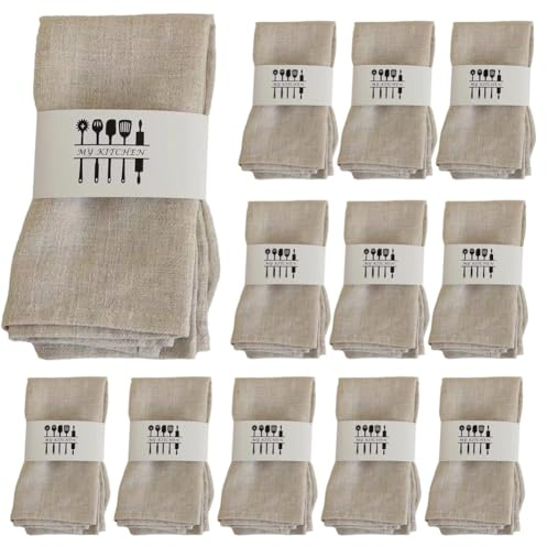 Servilletas de tela Beige, paquete de 12 unidades de 40x40 cm, servilletas para bodas, decoración de mesa, servilletas para cumpleaños, servilletas de lino reutilizables para celebraciones, cenas