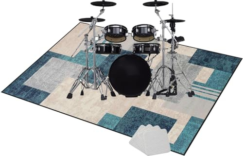 Qivstxug Tappeto per Batteria, Tappetino per Batteria Drum Tappeto Insonorizzato per Batterie elettroniche Rullante Acustica Snare Drum Grancassa Strumenti Musicali Coperta Antiscivolo 200 x 180 cm