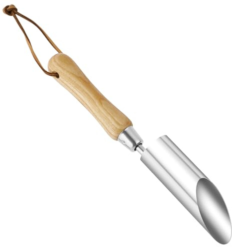 APXEL Plantador de Bulbos, 30 cm Jardín Dibber de Mano, con Mango de Madera, Plantador de Bulbos Tradicional de Acero Inoxidable Apto para Macetas, Semillas y PláNtulas