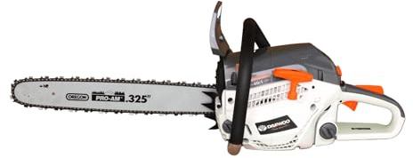 Motosega Daewoo Professionale a Benzina | Motore 2 Tempi | Carburatore di marca primaria | Barra e Catena Oregon | 54,5 cc – Barra 45 cm