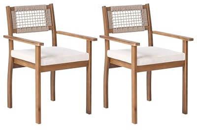 Trädgårdsstolar 2-pack Rustika Stolar Utomhus Akaciaträ Ljusbrun Sumirago