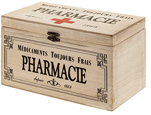 SIDCO Medizinkasten Erste Hilfe Hausapotheke Medikamenten Holzbox Aufbewahrung Deko