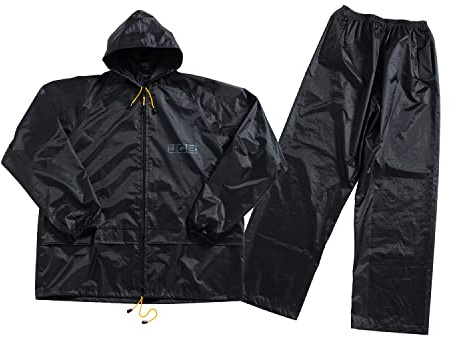 JCB - Workwear - Waterproof Workwear - Waterproof Two-Piece Rainsuit, D+AA - Black - Size Large
