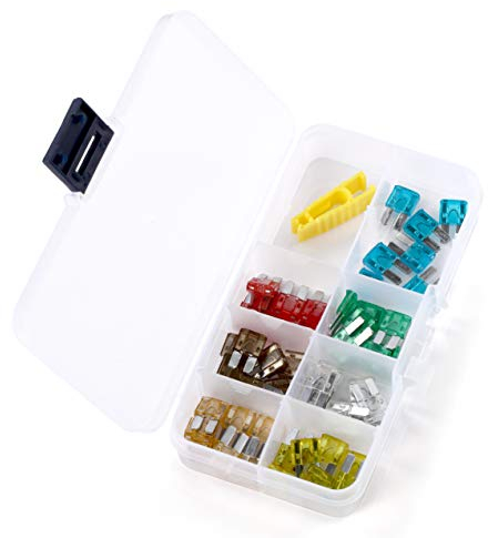 ACBungji 50er KFZ Sicherungen Set Auto Micro2 Sicherungen 5A 7.5A 10A 15A 20A 25A 30A Flachsicherungen Autosicherung mit Aufbewahrungskoffer (50 Stück)