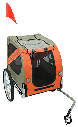Flyelf Vikbar cykeltrailer för husdjur, cykelhållare för hundar, katter, belastar upp till 40 kg (orange)