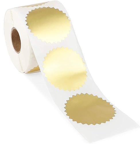 Stockroom Plus Round Gold Seal Sticker Roll - 500 Count Envelope Sealer for Invitations & Greeting Cards - Circle Sticker Labels - 2 in