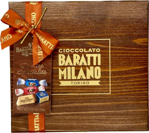 CONFEZIONE REGALO SCRIGNO IN LEGNO BARATTI & MILANO 280 GR PRALINE ASSORTITE