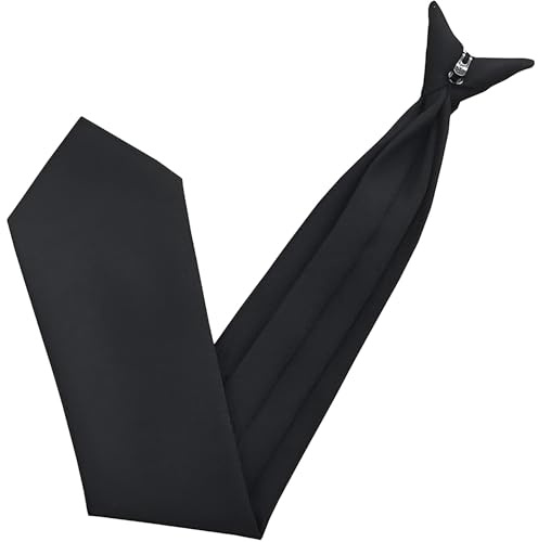 Trimming Shop Black Pre-Tied Clip-On Tie For Men 3.5 Inch