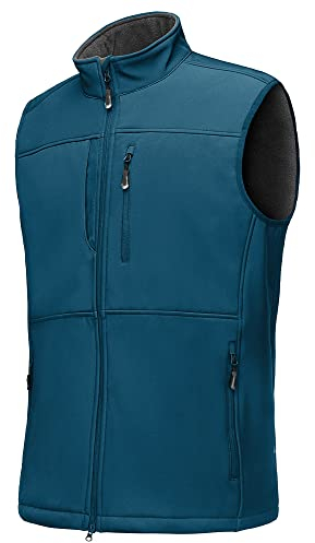 33,000ft Weste Herren Outdoor Wasserdichte Softshell Ärmellose Jacke Bodywarmer Fleece Weste Full Zipp Softshellweste Europäisches Blau XL