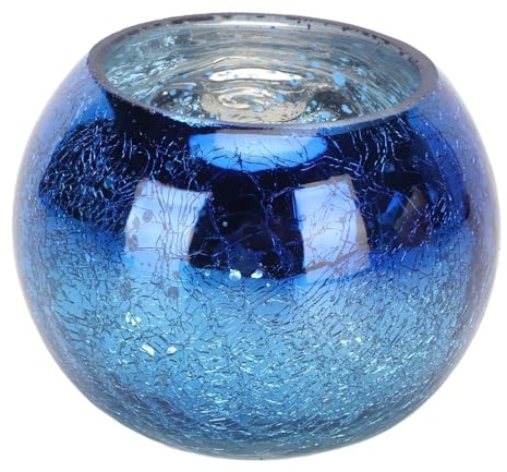 Glass Candle Holder, Warm Romantic Glass Tea Light Holders Round Bowl Votive Candle Holders for Home Party Wedding (Gradient Blue)