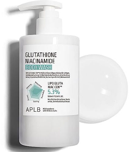 APLB Docciaschiuma con Glutatione e Niacinamide | LIPO GLUTA NIAC CEN™ 5,3% 315 ml/Korean Skincare, Ingredienti delicati per la sicurezza della tua pelle, Idratazione profonda e duratura per una pelle