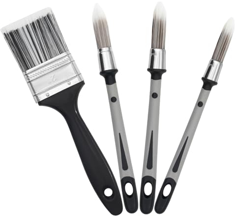 Lot de 4 pinceaux de peinture 0,45/0,6/0,75/2 pouces - Petits pinceaux de peinture professionnels - Pinceaux de peinture de qualité supérieure pour murs, fenêtres en bois, cadres de porte, peinture