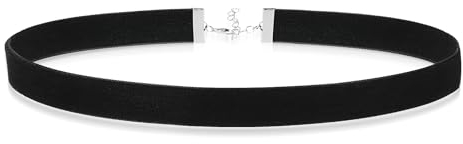 Schwarz Choker Damen Samt Halsband Klassisches Gothic Punk Choker für Damen Retro Halloween Karneval Party Kostüm Zubehör 1cm