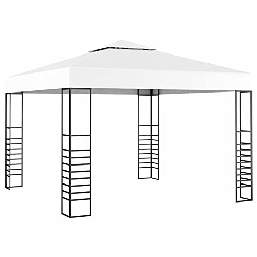 Trädgårdspaviljong, CIADAZ hopfällbar paviljong, pergola, festtält, markis och soltält, trädgårdspaviljong, grillpaviljong, 3 x 3 m vit