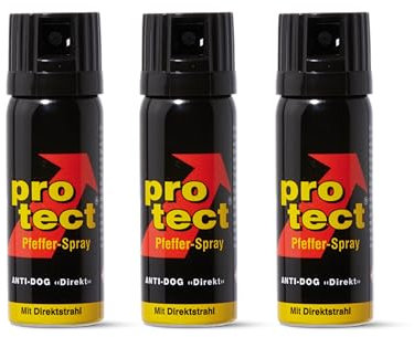 3 Stück Pfefferspray PROTECT Anti-Dog Direktstrahl 50ml KO Spray zur Tierabwehrspray