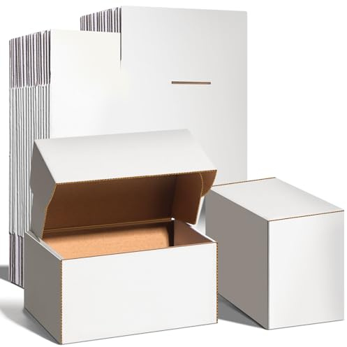 PACKKA 9x6x4 inches Shipping Boxes Set of 25, White Corrugated Cardboard Boxes Literature Mailer Boxes Gift Boxes Small Boxes for Shipping Wrapping Mailing Packaging Small Business