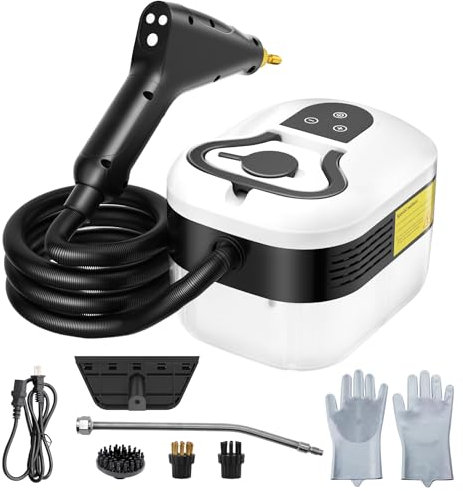 2500W 4.5bar Dampfreiniger Handgerät,1200ML Tank Tragbarer Hochdruck Dampfreiniger, 6 Einstellbaren Geschwindigkeiten, 4 Bürstenköpfen, für Fenster, Küche, Boden, Alles Küchenmöbel