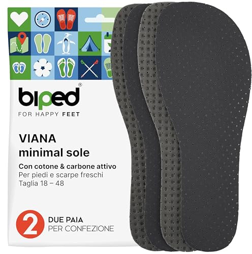 biped minimal sole VIANA - 2 par innersulor för minimal & barfotaskor - innersulor med aktivt kol och äkta bomull - innersulor för vuxna och barn(44)