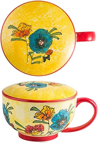 Tazas gigantes for desayuno, ensaladera, taza de sopa de cerámica, taza de sopa única, recipiente for café, té, cuencos de sopa, cuenco de sopa de cerámica gigante con tapa, taza de café grande for mi